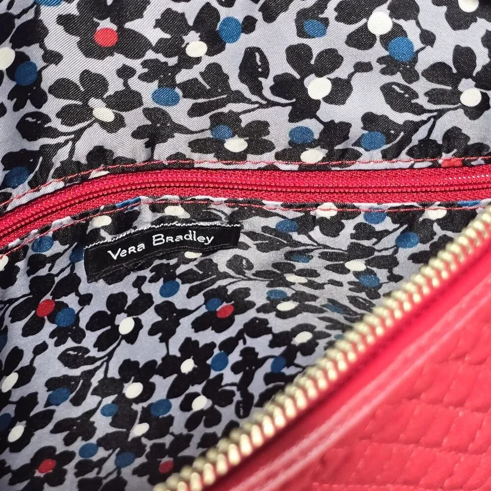 Vera Bradley‎ Hobo Shoulder Bag Purse  True Red Quilted Side Pocket 14x12x6